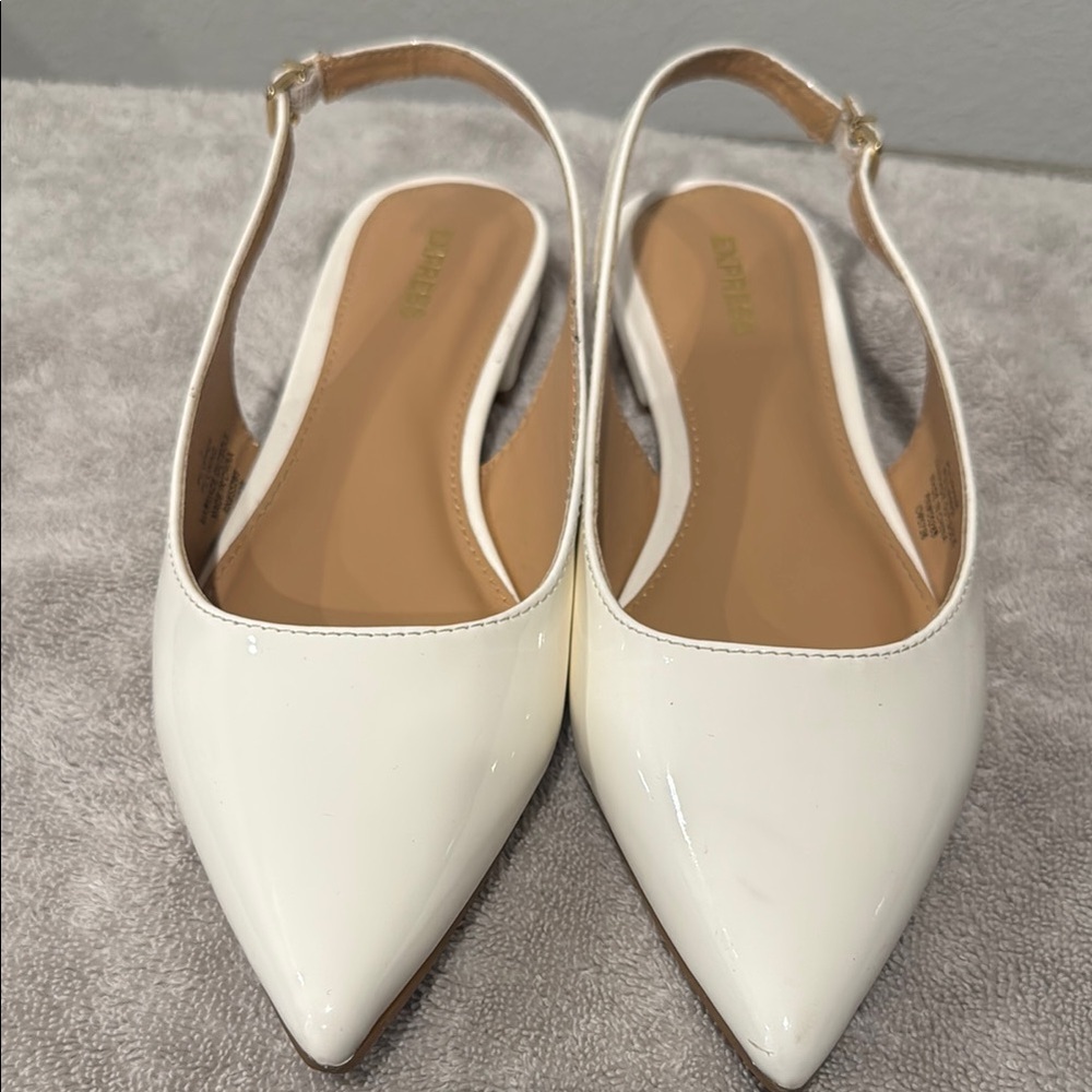 Express White Slingback Flats with Pointed Toe